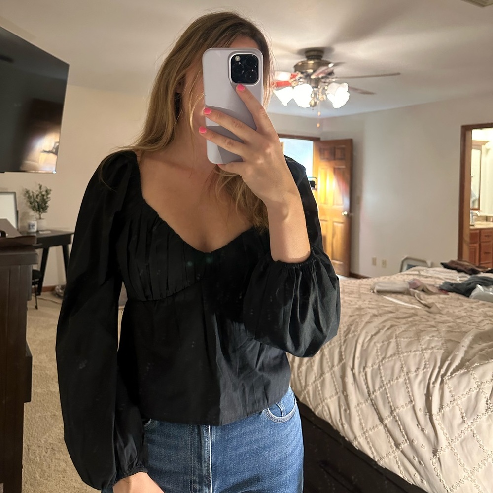 Abercrombie and Fitch size small black puffy sleeved top